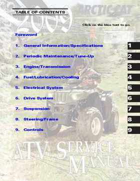 2009 Arctic Cat 90 ATV Service Manual, Page 1