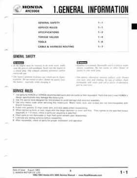 1982-1983 Official Honda ATC 200E Big Red Shop Manual, Page 5