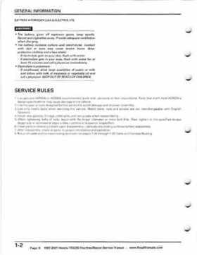 1997-2001 Honda TRX250 Fourtrax Recon Service Manual, Page 6