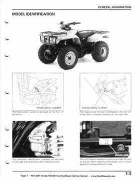 1997-2001 Honda TRX250 Fourtrax Recon Service Manual, Page 7