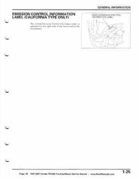 1997-2001 Honda TRX250 Fourtrax Recon Service Manual, Page 29