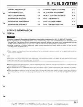 1997-2001 Honda TRX250 Fourtrax Recon Service Manual, Page 71