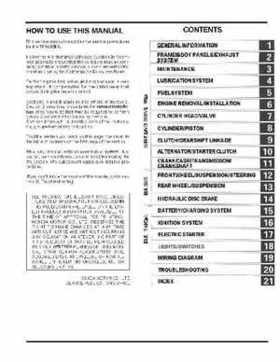 1999-2004 Honda TRX400EX FourTrax Service Manual, Page 3