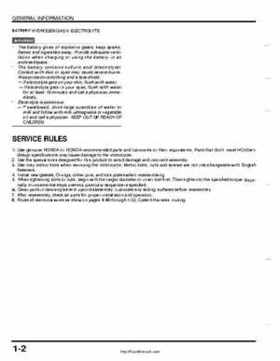 1999-2004 Honda TRX400EX FourTrax Service Manual, Page 6