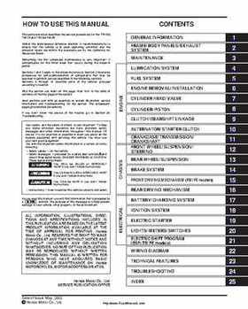 2000-2003 Honda TRX350 Rancher factory service manual, Page 2