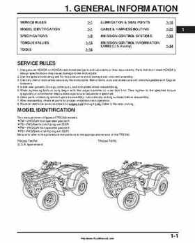 2000-2003 Honda TRX350 Rancher factory service manual, Page 3