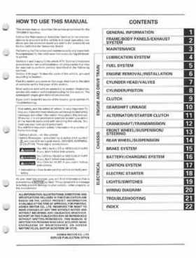 2001-2006 Honda TRX 300EX Sportrax 300EX Factory Service Manual, Page 3