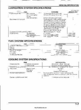 2003 Honda ATV TRX650FA Rincon Factory Service Manual, Page 11