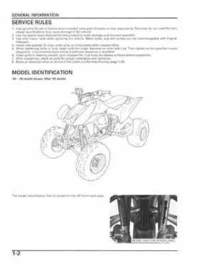 2004-2009 Honda TRX450R/TRX450ER Service Manual, Page 6