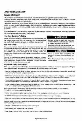 2005-2006 Honda ATV TRX500FE/FM/TM FourTrax Foreman Factory Service Manual, Page 2