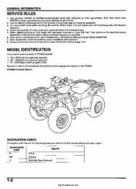2005-2006 Honda ATV TRX500FE/FM/TM FourTrax Foreman Factory Service Manual, Page 6