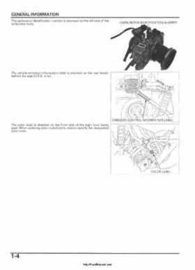 2005-2006 Honda ATV TRX500FE/FM/TM FourTrax Foreman Factory Service Manual, Page 8