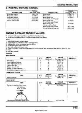 2005-2006 Honda ATV TRX500FE/FM/TM FourTrax Foreman Factory Service Manual, Page 17