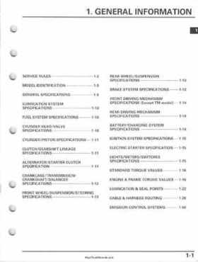 2005-2011 Honda FourTrax Foreman TRX500 FE/FPE/FM/FPM/TM Service Manual, Page 5