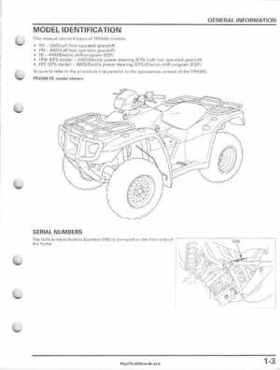 2005-2011 Honda FourTrax Foreman TRX500 FE/FPE/FM/FPM/TM Service Manual, Page 7