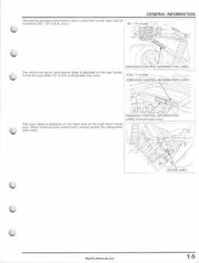 2005-2011 Honda FourTrax Foreman TRX500 FE/FPE/FM/FPM/TM Service Manual, Page 9