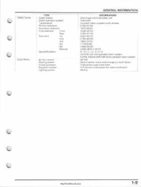 2005-2011 Honda FourTrax Foreman TRX500 FE/FPE/FM/FPM/TM Service Manual, Page 13