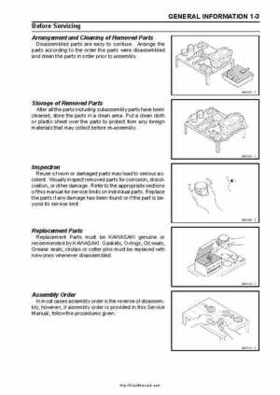 2008-2009 Kawasaki Brute Force 750 4x4i KVF750 4x4 Service Manual, Page 11