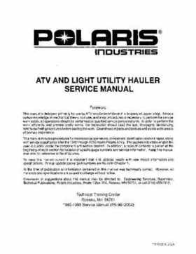 1985-1995 Polaris ATV and Light Utility Hauler Service Manual, Page 2