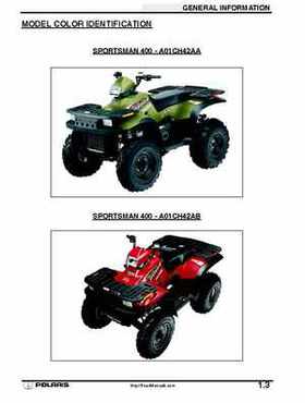 2001 Polaris Sportsman 400-500 DUSE and H.O. Service Manual, Page 5