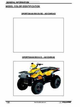 2001 Polaris Sportsman 400-500 DUSE and H.O. Service Manual, Page 8