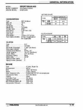 2001 Polaris Sportsman 400-500 DUSE and H.O. Service Manual, Page 13