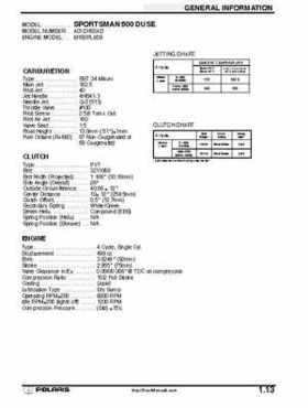 2001 Polaris Sportsman 400-500 DUSE and H.O. Service Manual, Page 15