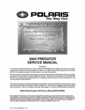 2003 Polaris Predator 500 factory service manual, Page 2