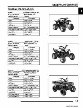 2008 Polaris ATV Predator 50, Sportsman Outlaw 90 Service Manual, Page 3