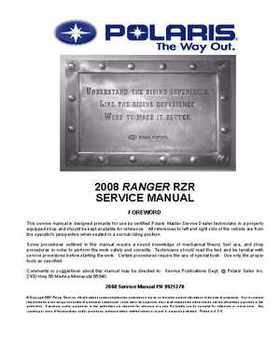 2008 Polaris Ranger RZR Service Manual, Page 1