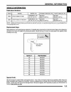 2009 Polaris Sportsman 850 XP EFI EPS Service Manual, Page 3