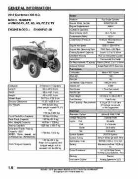 2012 Sportsman 400/500 and EFI Tractor Service Manual 9923412, Page 9