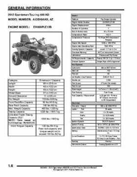2012 Sportsman 400/500 and EFI Tractor Service Manual 9923412, Page 11
