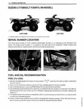 1999-2004 Suzuki King Quad LT-300 300F ATV Factory Service Manual, Page 8