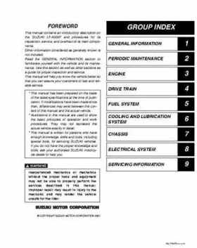 2002-2007 Suzuki 500 LTA Service Manual, Page 1