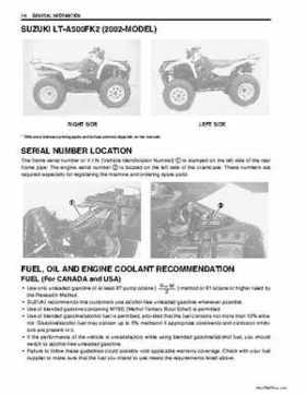 2002-2007 Suzuki 500 LTA Service Manual, Page 8