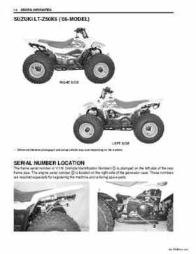 2006-2009 Suzuki LT-Z50 QuadSport ATV Factory Service Manual, Page 8