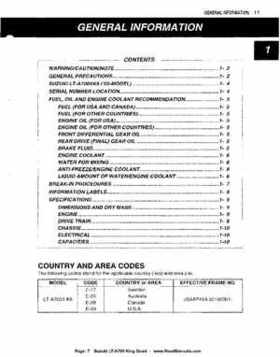 All Years Suzuki LT-A700 King Quad 700 Factory Service Manual, Page 7