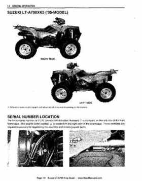 All Years Suzuki LT-A700 King Quad 700 Factory Service Manual, Page 10
