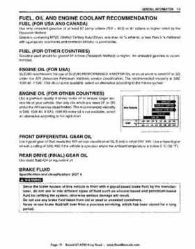 All Years Suzuki LT-A700 King Quad 700 Factory Service Manual, Page 11