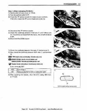 All Years Suzuki LT-A700 King Quad 700 Factory Service Manual, Page 231