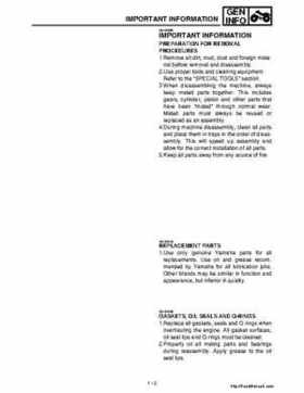 2001 Yamaha YFM660 Raptor Factory Service Manual, Page 16