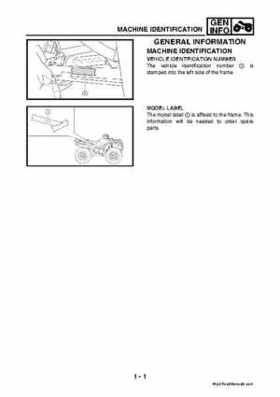 2003 2005 YFM45FAR, YFM450FAR Kodiak OEM Service Manual, Page 9