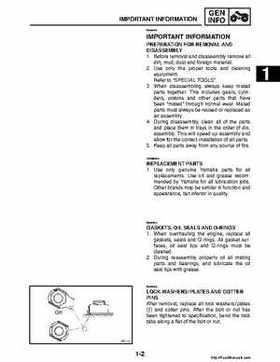 2008 Yamaha Raptor 250SE / 250SE2 Factory Service Manual, Page 16