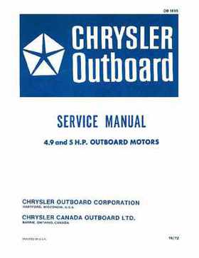 Chrysler 4.9 and 5 H.P. Outboard Motors Service Manual OB 1895, Page 1