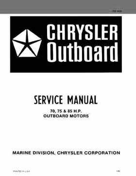 Chrysler 70, 75 and 85 HP Outboard Motors Service Manual OB 3438, Page 1