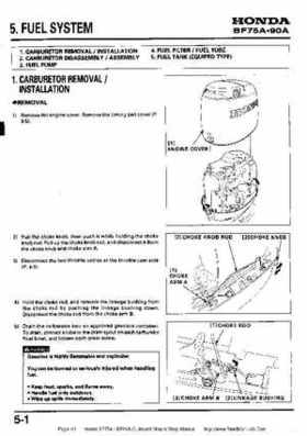 Honda BF75A BF90A Outboard Motors Shop Manual., Page 81