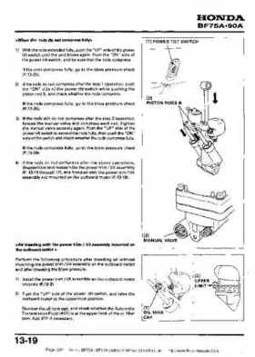 Honda BF75A BF90A Outboard Motors Shop Manual., Page 207