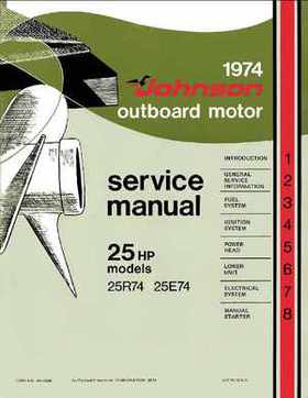 1974 Johnson 25HP Outboards 25R74 25E74 Models Service Repair Manual JM-7406, Page 1