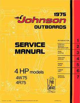 1975 Johnson 4HP 4R75, 4W75 Outboards Service Repair Manual P/N JM-7503, Page 1